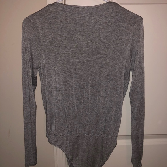Gray bodysuit deep v neck and never worn! - Picture 2 of 2